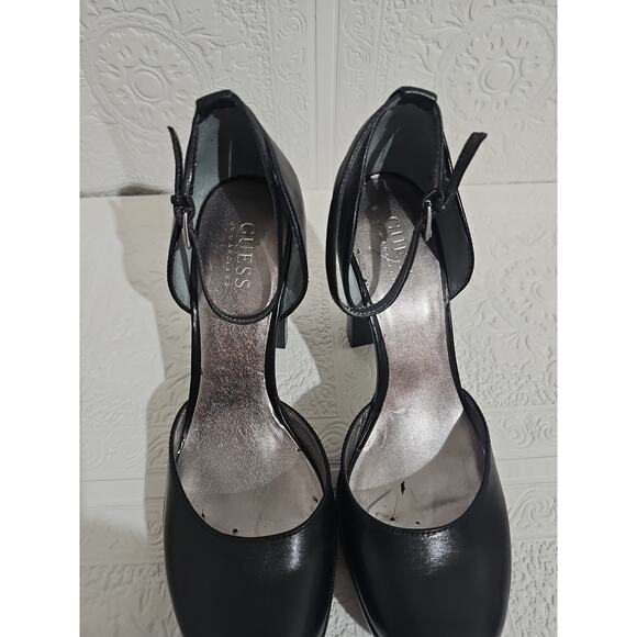Guess Closed Toe Platform Pumps Womens 8.5 Black Y2K Ankle Strap - Picture 10 of 16